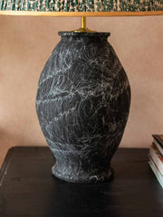 Black marbled rounded urn ceramic lamp base