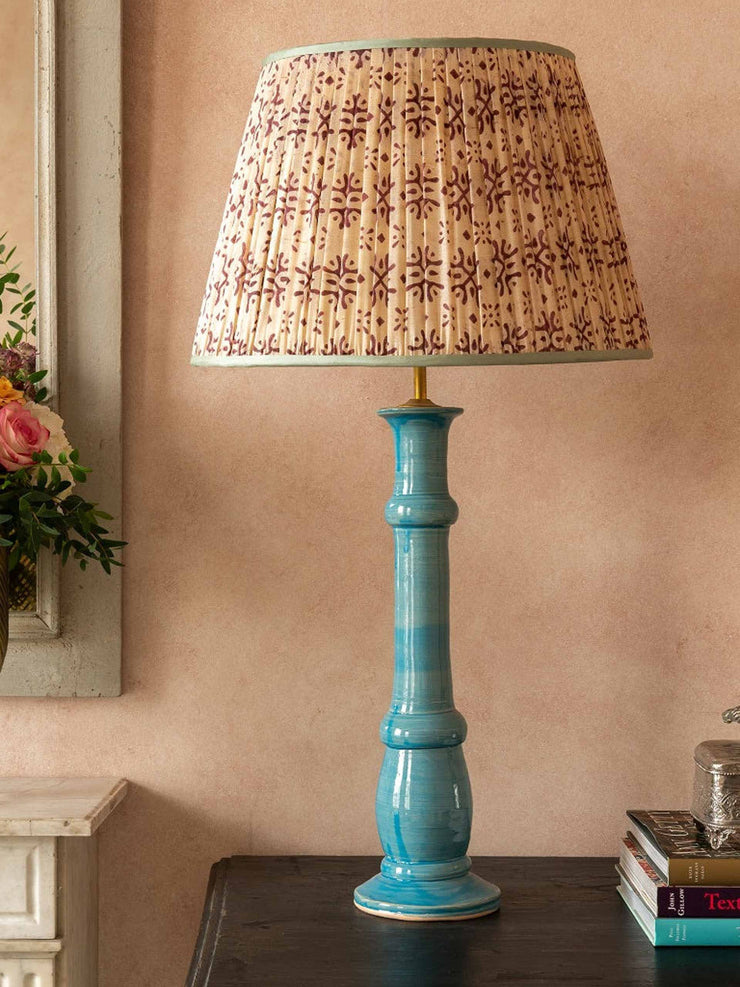 Blue candlestick ceramic lamp base