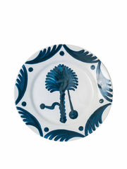 Blue palm tree ceramic large plate