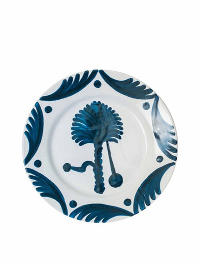 Penny Morrison Blue palm tree ceramic large plate at Collagerie