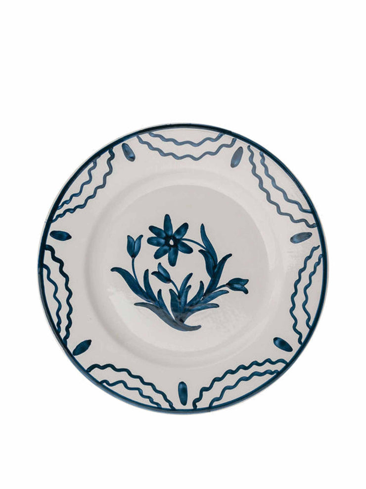 Blue summer flower ceramic medium plate