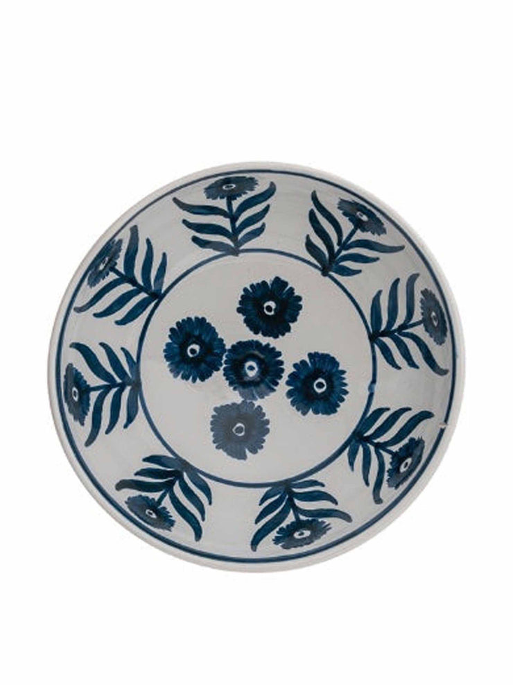 Blue summer flower ceramic pudding bowl