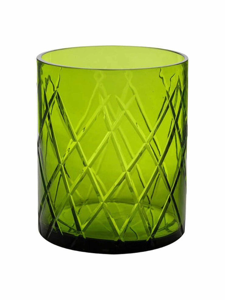 Green cylinder glass hurricane lamp
