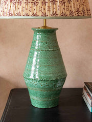 Aqua ribbed vase ceramic lamp base
