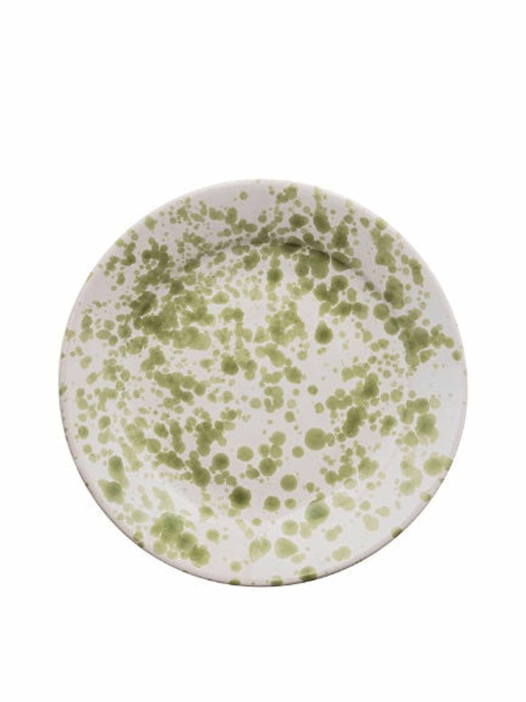 Green speckled ceramic medium plate