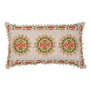 Inspired by gorgeous traditional Scandinavian folk patterns, this rectangular Penny Morrison cushion features intricate floral embroidery. Collageire.com