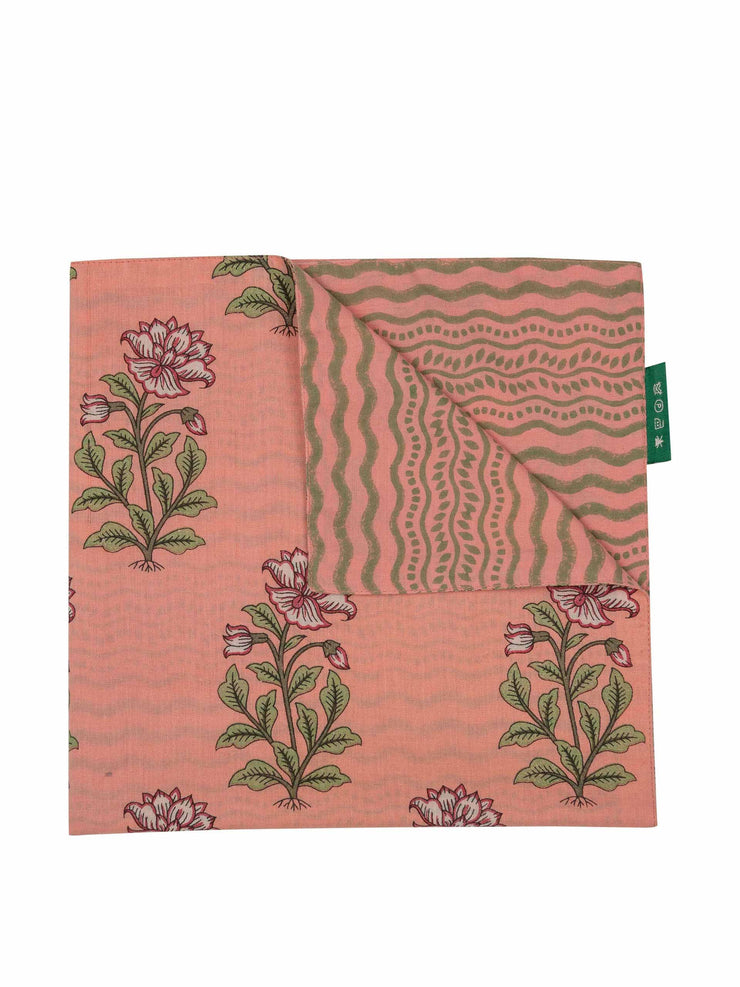 Peach large flower reversible napkin