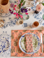 Peach large flower reversible table mat