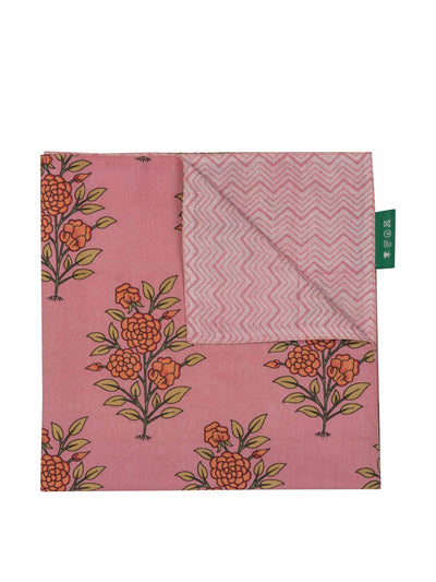 Penny Morrison Pink large flower reversible napkin at Collagerie