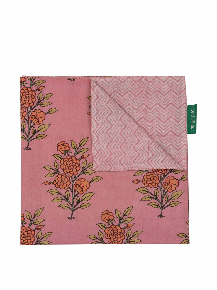 Pink large flower reversible napkin