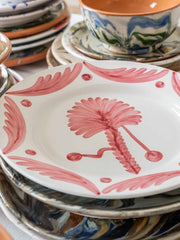 Pink palm tree ceramic large plate
