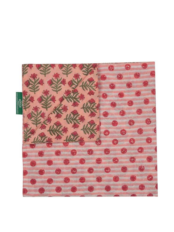 Peach small flower reversible napkin
