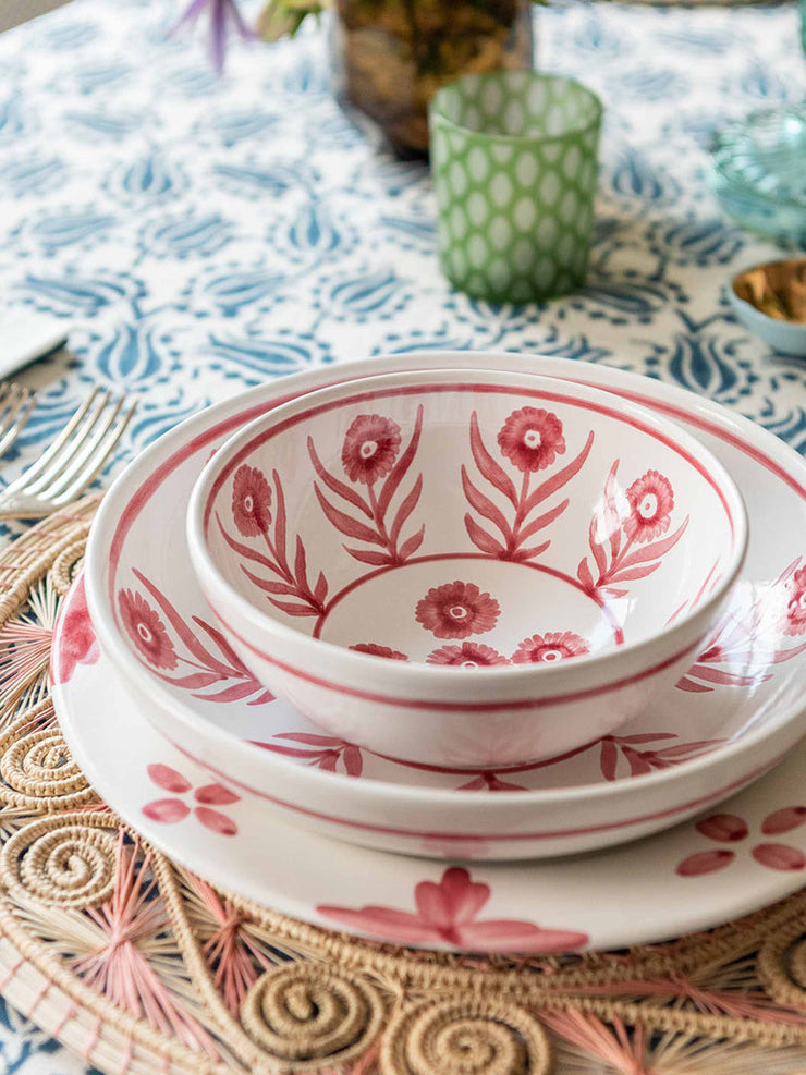 Pink summer flower ceramic pudding bowl