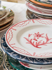 Pink summer flower ceramic medium plate