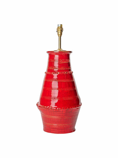 Penny Morrison Red ribbed vase ceramic lamp base at Collagerie