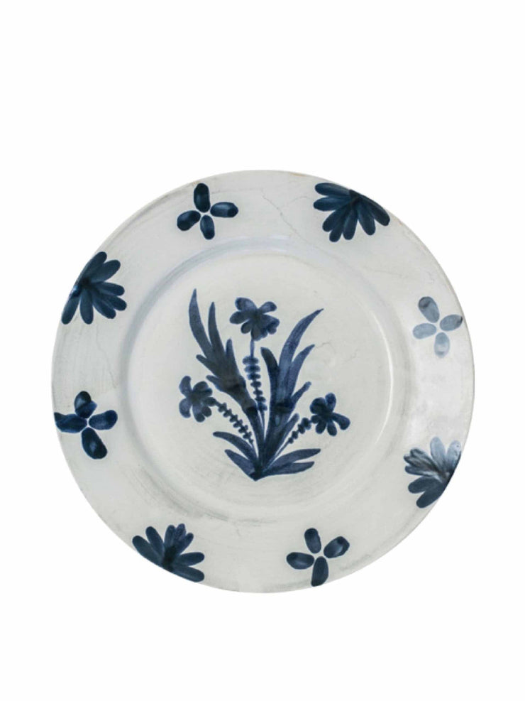 Blue summer flower ceramic large plate