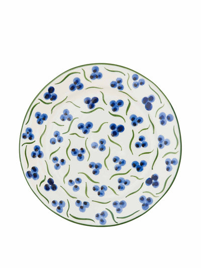 Penny Morrison Blue and green chintamani ceramic medium plate at Collagerie