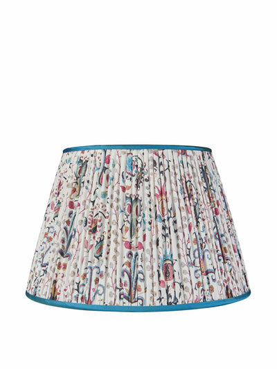 Penny Morrison Mughal lampshade with light blue trim at Collagerie