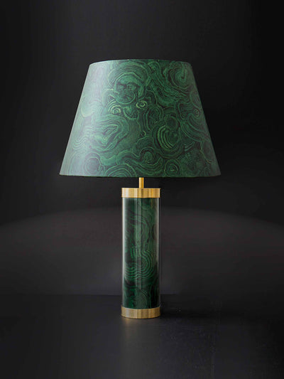 Pentreath & Hall Faux malachite glass and brass lamp at Collagerie