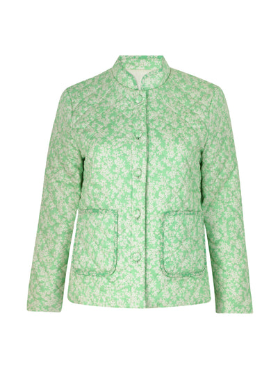 Yolke Green floral quilted cotton jacket at Collagerie
