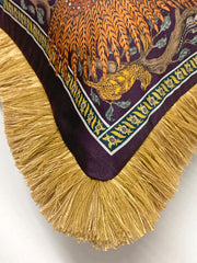 The Pheasant Tree silk satin and velvet cushion