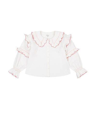 Seventy + Mochi Phoebe blouse in white denim at Collagerie