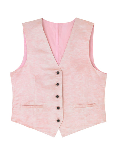 Yolke Blush pink silk-linen waistcoat at Collagerie