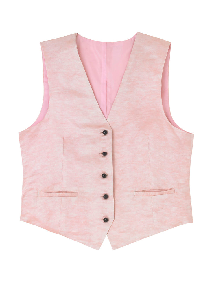 Elegantly cut to embrace your feminine curves, this softest satin Yolke waistcoat in a gorgeous blush pink hue is an elegant statement piece. Collagerie.com