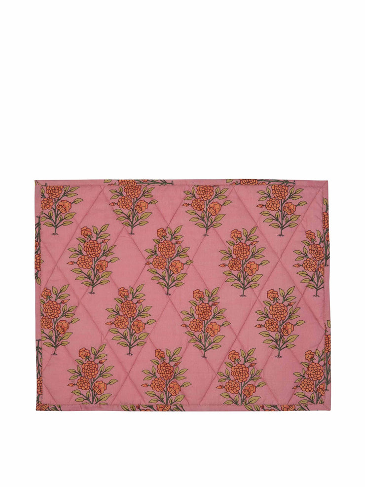 Pink large flower reversible table mat
