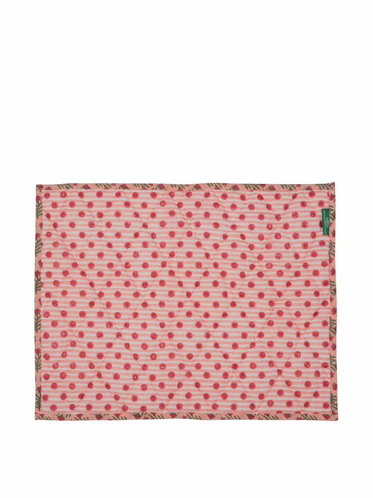 Peach small flower reversible table mat