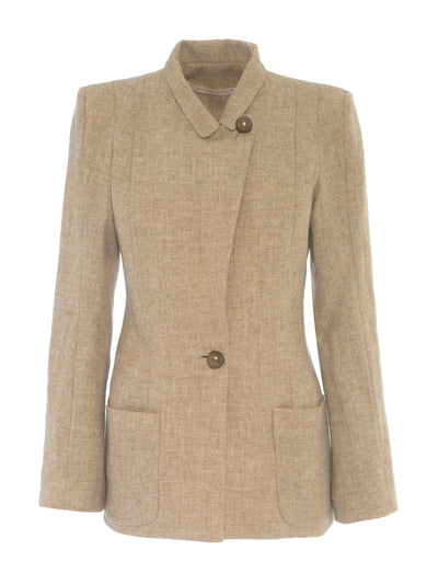 Anna Mason Cream/chestnut brown Sharp jacket at Collagerie