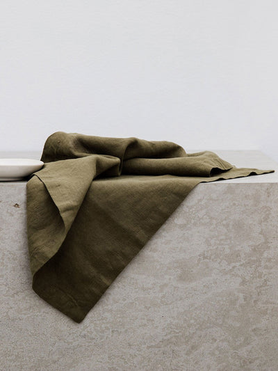 Cultiver Olive linen table napkins at Collagerie