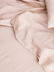 Blush linen sheet set with pillowcases