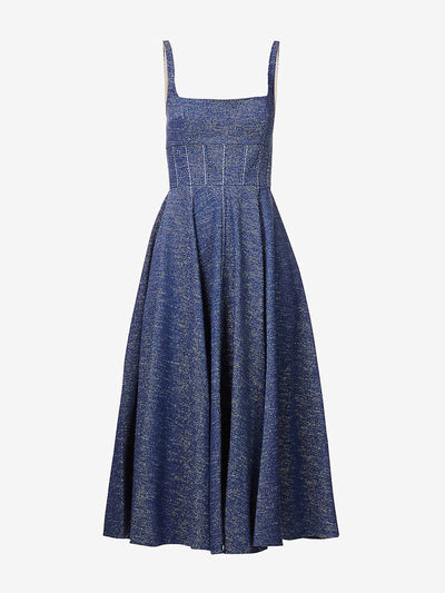 Emilia Wickstead Denim blue Mona dress at Collagerie