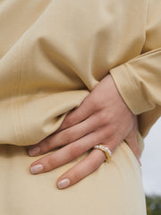 "Drippity Drip" freshwater pearl and gold vermeil ring