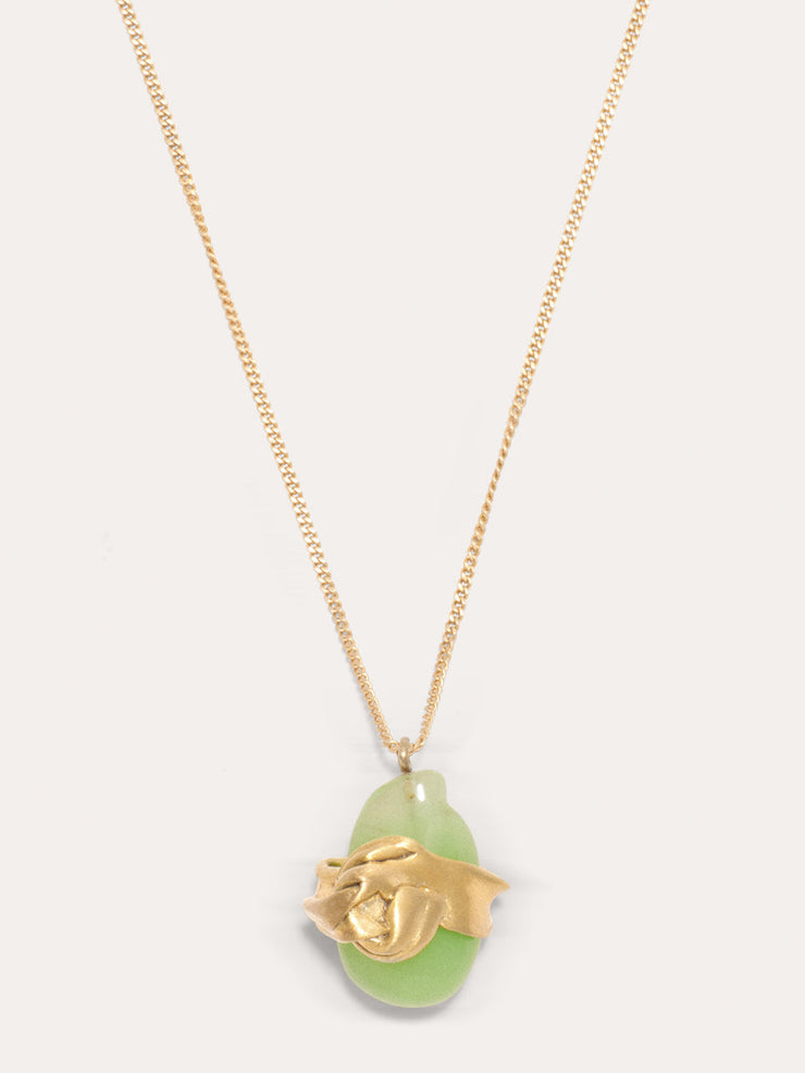 "R2124" green resin and gold vermeil pendant