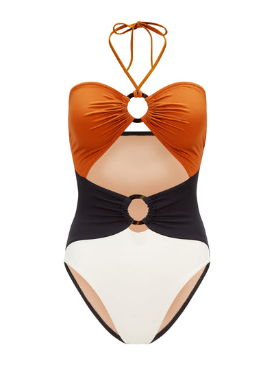 Evarae Amber, black and cream Rao swimsuit at Collagerie