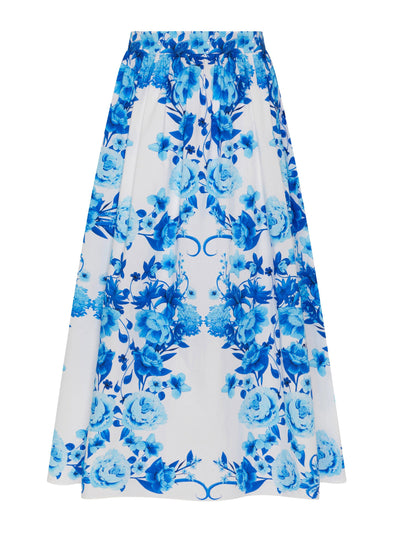 Borgo De Nor Rhea midi skirt in Antheia blue floral print at Collagerie