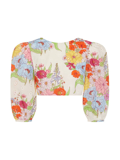 Borgo De Nor Rhea broderie anglaise crop top in Calliope floral print at Collagerie