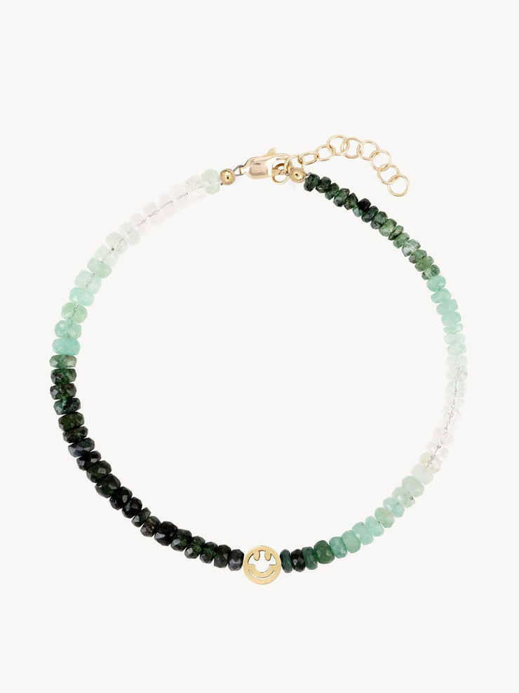 The smiley green emerald beaded bracelet