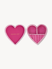 A stunning pink heart-shaped velvet Roxanne First jewellery box for all your favourite pieces. Collagerie.com