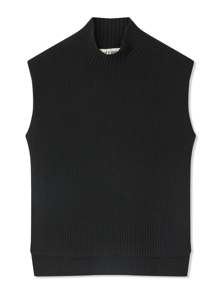Black Janice funnel neck sleeveless layering jumper Clothing Cefinn    - Collagerie
