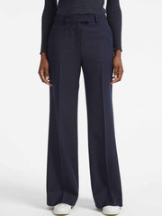 Terence navy wide-leg stretch wool blend trousers