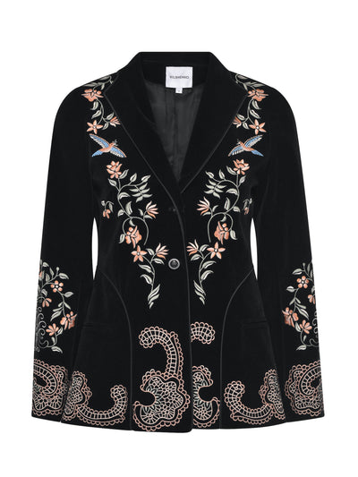 Vilshenko Nikita embroidered black velvet jacket at Collagerie