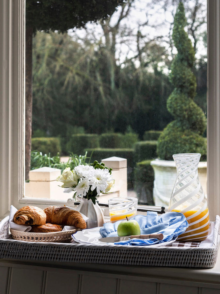 Rustic white rattan breakfast trays