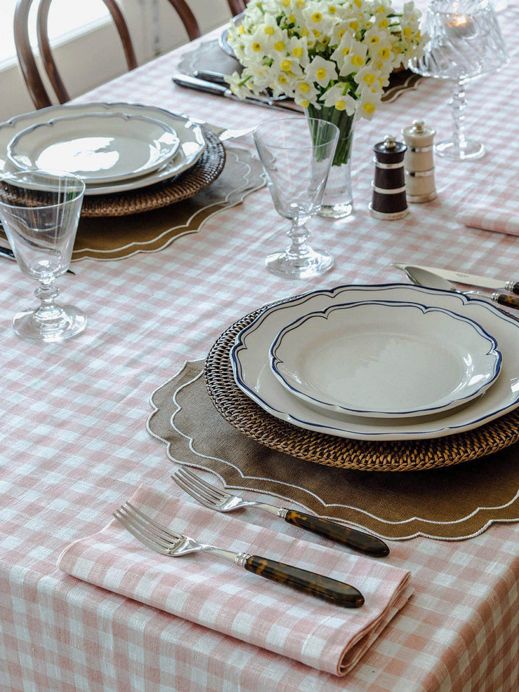 Classic pink gingham linen napkin