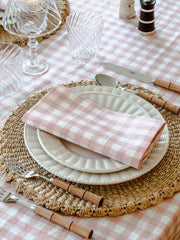 Classic pink gingham linen napkin