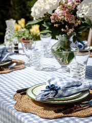 Blue ruffle gingham linen tablecloth
