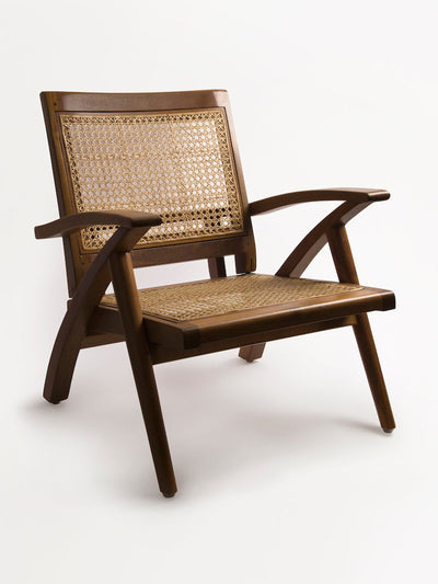 Kalinko Rangoon folding teak cane chair at Collagerie