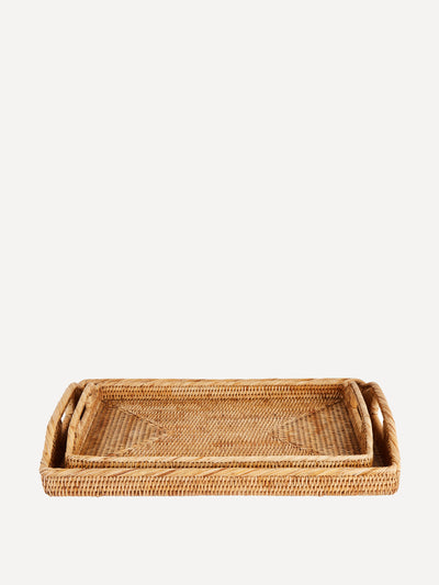 Rebecca Udall Natural rattan breakfast trays at Collagerie